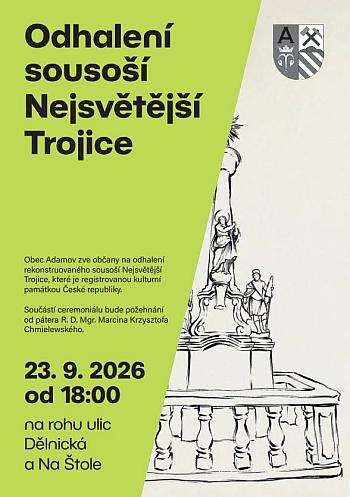 Slavnostní odhalení sousoší Nejsvětější Trojice v Adamově